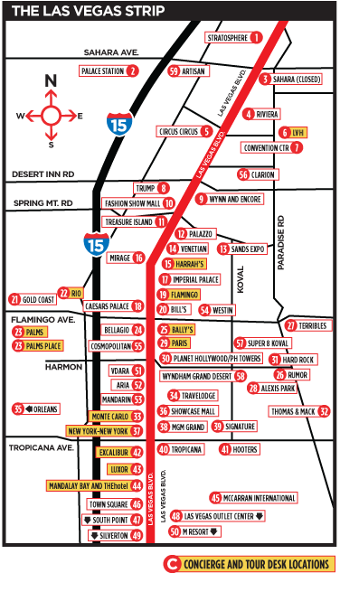 vegas strip hotelcasino map